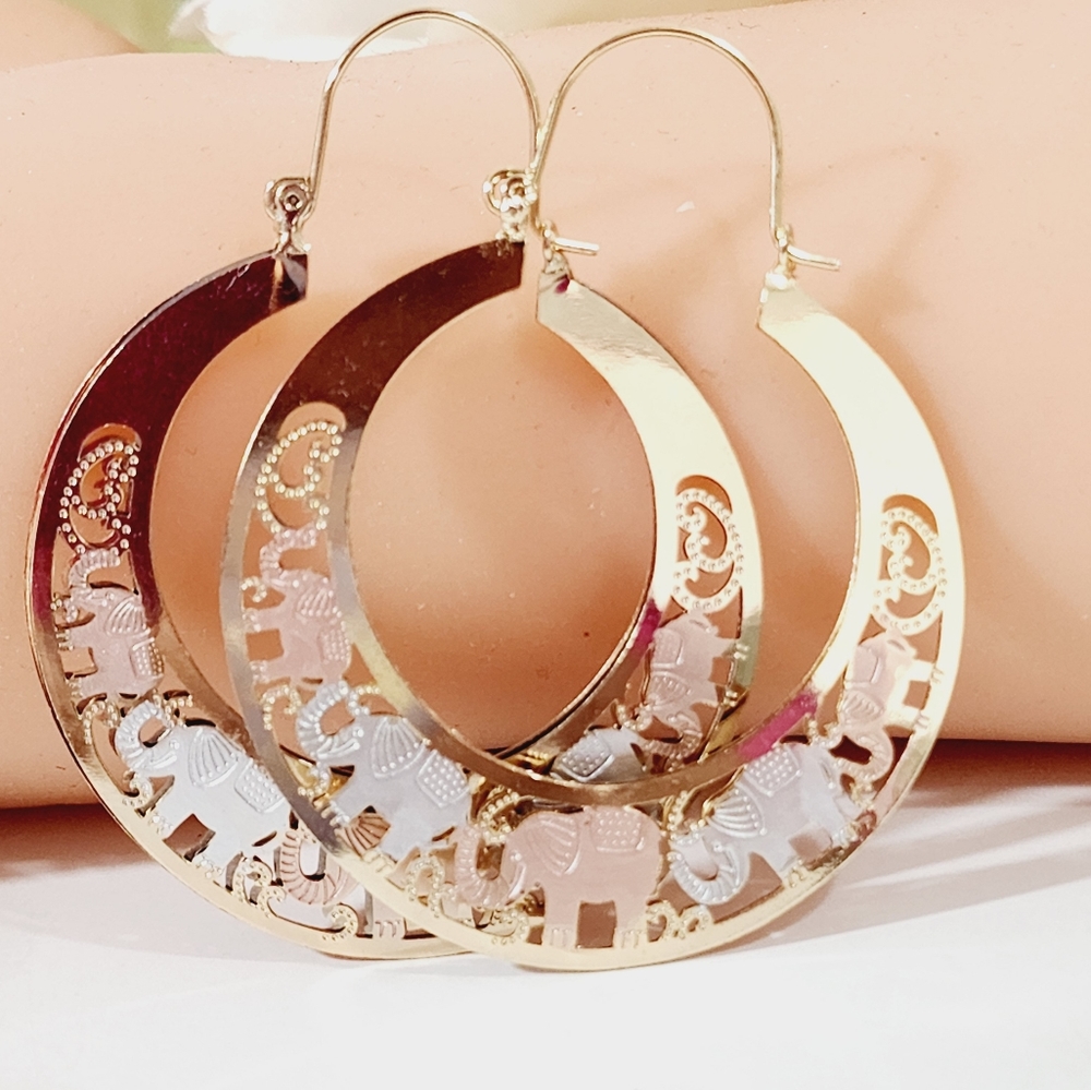 14k Gold Plated Elephant Hoops